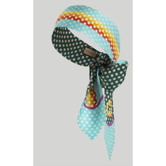 NWT GUCCI Polka Dot Headband 100% Authentic Silk Sz M - Picture 1 of 8